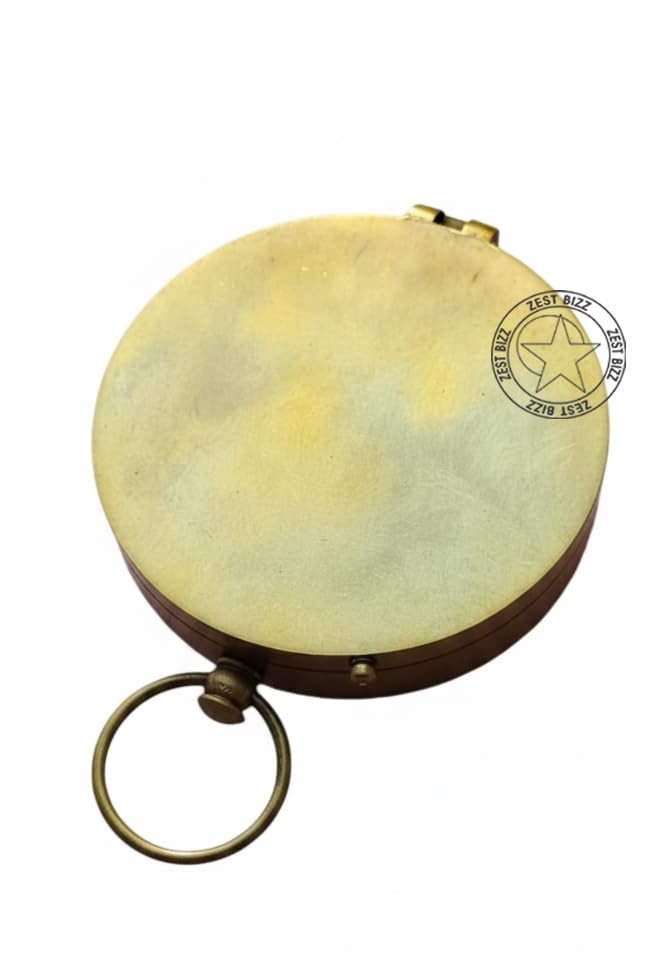 Brújula redonda antigua de latón de 3 pulgadas tipo reloj de sol para regalo miniatura 7