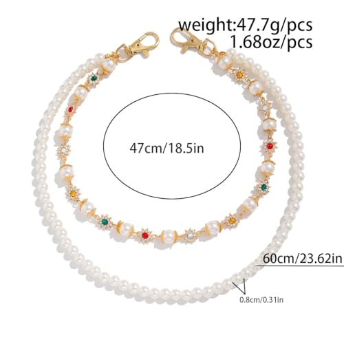 Wallet Chain Pants Chains for Men Women, Punk Jeans Layered Accessories with Exquisite Rhinestone Flower Pearl4