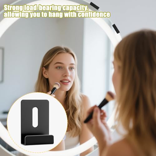 Image of 12 Pcs Metal Mirror Holder Clips Hanger Kit, Mirror Clips for Wall Mounting Holder Hanging with Screws Hooks, Frameless Mounting Hardware Heavy Duty Retainer for Tile Billboard Display(Black)