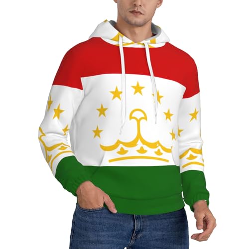 Sweat capuche drapeau Tadjikistan homme en polyester confortable