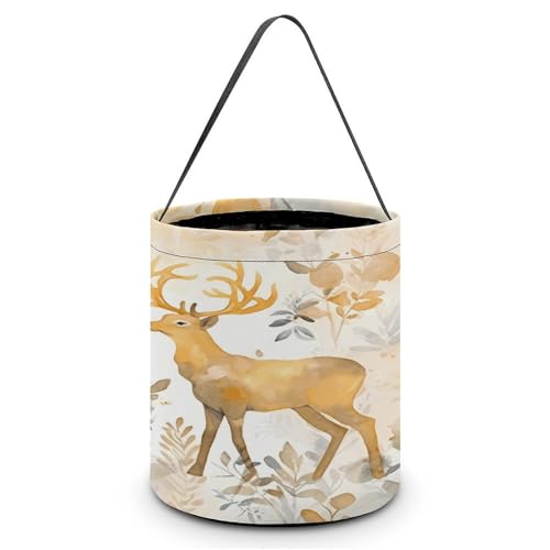 QMNLKH Halloween Trick Or Treat Bucket Reusable Candy Tote Bucket Elk in The Grove Party Favor Bag...