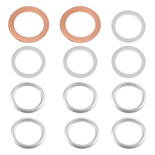 Image of 12PCS Differential Transfer Case Crush Washer Gasket Kit, Drain Plug Gasket, Oil Pan Drain Plug Washers Compatible with Toyota Lexus, Replaces OEM#9043024003, 1215710010, 90430A0003