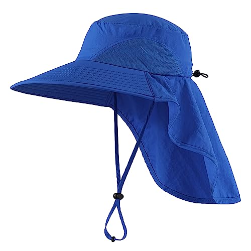 Image of Home Prefer Outdoor UPF50+ Sun Hat Wide Brim Mesh Fishing Hat with Neck Flap