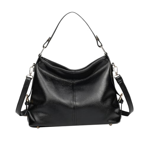 Grand sac bandoulière zippé en PU noir idéal pour le shopping et vos sorties