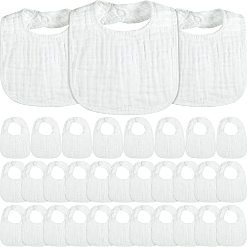 Image of Kenning Baby Bibs for Girl Boy, Adjustable Muslin Cotton Soft Absorbent Bandana for Newborn (White, 50 Pack)