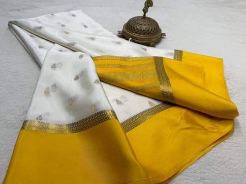 Buy ORRINA TRENDS Mysore Silk Women's Attrctive Silk Saree Elegant Handwoven Traditional Saree with Vibrant Patterns, Perfect for Festivals, Weddings, and Special Occasions at Amazon.in - Image 4