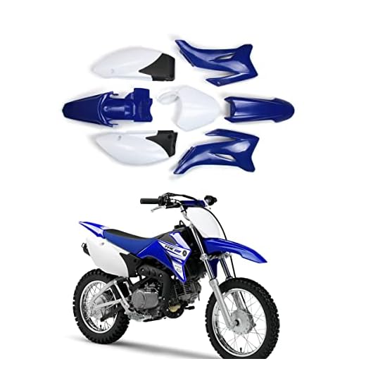 An Xin Motorcykel ABS plast stänkskärm kit kroppsarbete kåpa kit för ya.ma.ha TTR110 Dirt Pit Bike (blå och vit)