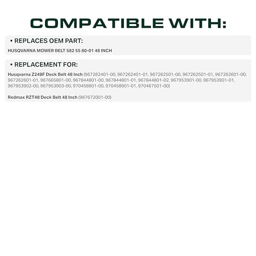 UDC Parts 582558001 Deck Belt Replacement for Husqvarna Z248F Belt - 5/8 x 147.5 Deck Belt - 48 Inch Zero-Turn Mower RedMax RZT48 / Aramid Cord by UDC Mower Belts - Used condition - Image 3