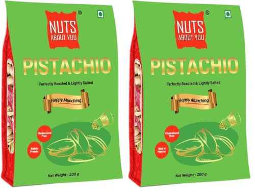 Image of Nuts About You California Pistachios Roasted & Salted 200 g | Lightly Salted | Perfectly Roasted | Fresh & Crunchy (Pack of 2)