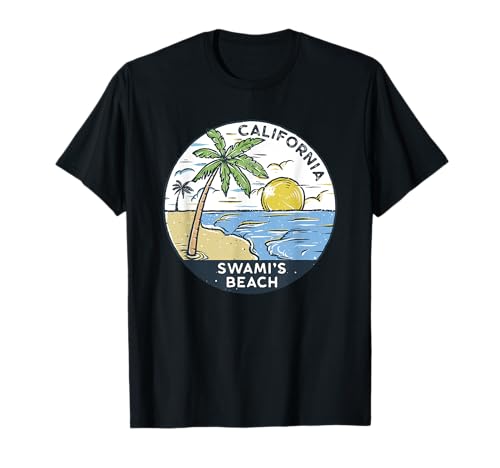Swami's Beach California Illustrated Ocean Vintage T-Shirt