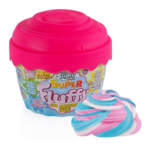 SLIMY Super Fluffy 300 g lekmassa i Cup Cake-koppen – den fluffigaste ursprungliga Slimy Slime, roligt doftande slime lera för barn, kul med elastisk leklera (från 3 år), färg: rosa