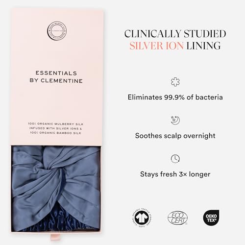 Image of Essentials by Clementine Organic Mulberry Silk Sleep Turban & Bonnet | Silver Ion & Organic Bamboo Silk Lining