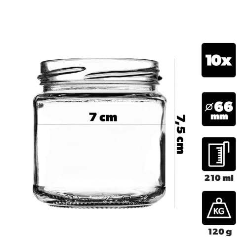 KADAX 10er Set Einmachgläser 200ml TO66, Marmeladengläser Vorratsgläser Mason Jar mit Schraubdeckel, Luftdicht & Spülmaschinenfest… – Ansicht 2