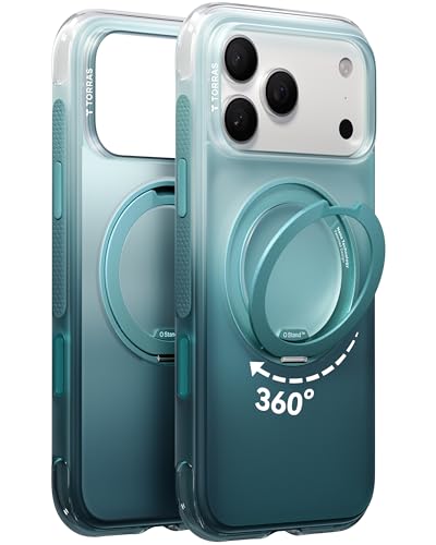 TORRAS Ostand O3 Air for iPhone 17 Pro Max Case - [Visible Air Cushioning] [360 Precision Ring] Compatible with MagSafe Mechanical Aesthetics for iPhone 17 Pro Max Case - Wintry Pine Mist