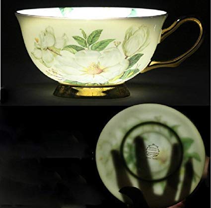 Sudatek Gift Set Vintage Fine Bone China Tea Cup Spoon And Saucer Set Gold Trim Fine Dining And Table Décor  thumb #4