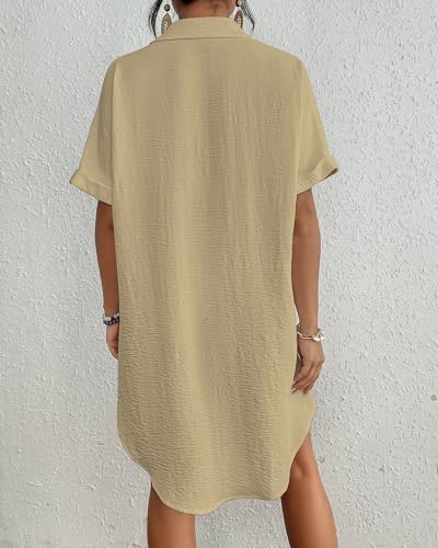 Image of Bsubseach Women Swimsuit Coverup Shirt Dress Button Down Bathing Suit Cover Up Beach Vacation Outfits