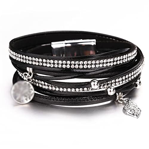 Pulseras Mujer Boho Multicapa Pulseras De Cuero Brazaletes Mujer (Tamaño : 1)