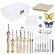 35 Stück Punch Needle Set, Einstellbare Holzgriff Sticken Set, Stickset mit Aufbewahrungsbo und Sticknadel Stickerei Set Anfänger für Kreuzstich, Stickereien und Vorhänge