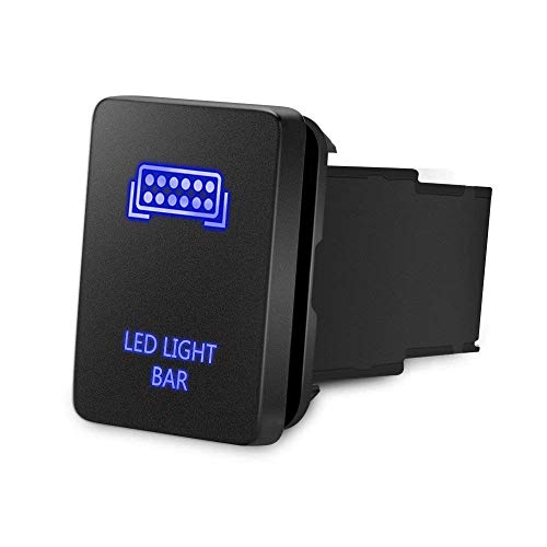 Super Cheap 🛒 MNJ Motor Blue LED Light BAR Symbol Push Button Switch with Connector Wire Kit Replacement Compatible with Toyota (Surface Size 1.28 x 0.87 inches)