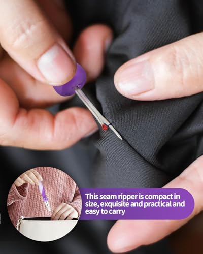3 PCS Needle and Thread Seam Ripper, Rippers for Sewing and Thread,Remover Stitch Tool for Hand Sewing, Knitting, Cross Stitching, Embroidery and Thread Removal (Purple) - Thumbnail 4