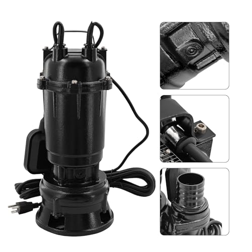 Dewinston 2HP 220V Submersible Sump Pump, 6498GPH Cast Iron Sewage/Effluent Pump 1500w with Automatic Float Switch and 66ft Hose for Sump Basin, Basement, Residential Sewage, 2\'\' NPT Discharge - Thumbnail 4