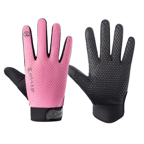 SUJAYU Full Finger Cycling Gloves - Mountain Bike & Racing Gloves with Touchscreen Technology. Perfect for Men & Women's Workout. (Pink, Medium)