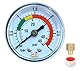 Manometer für sandfilter, 0-3 bar/45 psi, Anschluss 1/4 Zoll BSP, Anschluss hinten, aus Messing, für Sandfilter für Pool, geliefert mit einem Teflon, sowie einem Adapter 1/8 Zoll