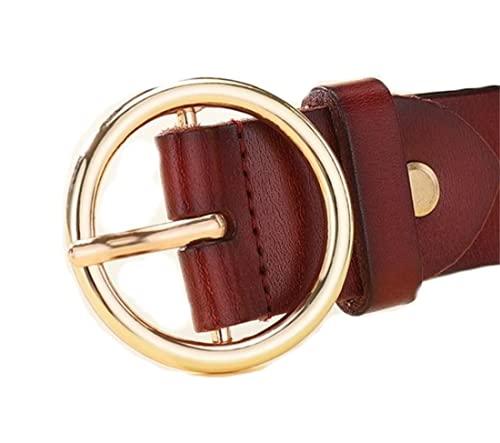 Womens Belts with O-Round Buckle Leather Fashion Girl Belt for Jeans Pants waist 24-38”2