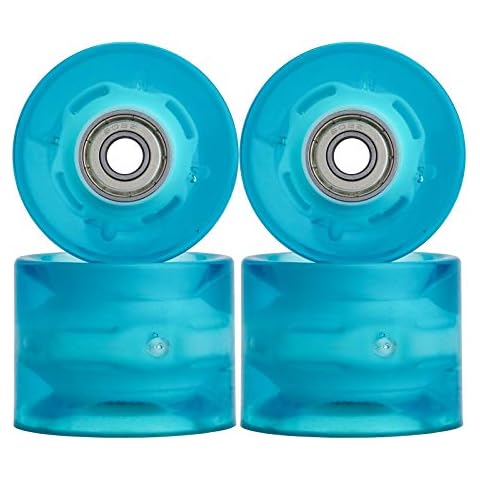 NONMON Cruiser Skateboard Longboard Wheels 60mm 78A with ABEC 9 Bearings, 4Pcs LED Light Up Glow Soft Replacement Wheels Set for Night Skating Fishboard Pennyboard Snakeboard - Blue Cover