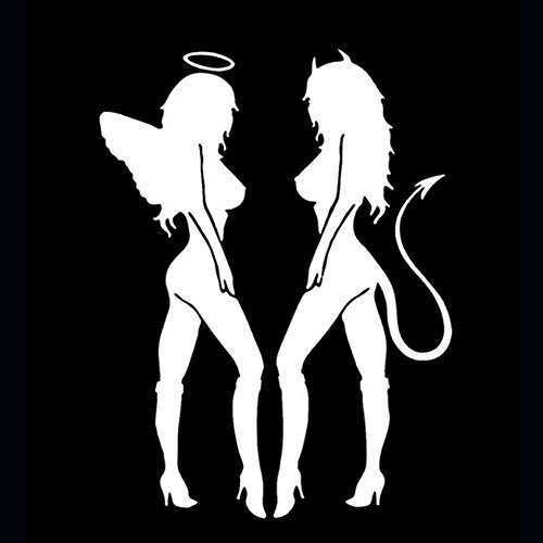 Porfeet Autocollant De Voiture, Angel Devil Sexy Girl Funny Car Sticker Decal Auto Truck Styling Decoration Blanc
