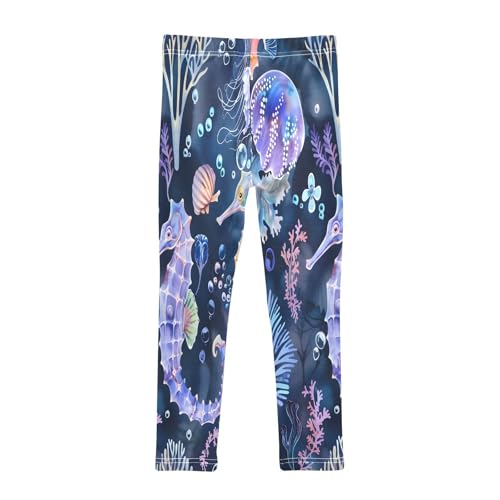 Bolaz Toddler Girls Leggings Printed Yoga Pants Leggings Seahorse with Jellyfish for Kids2