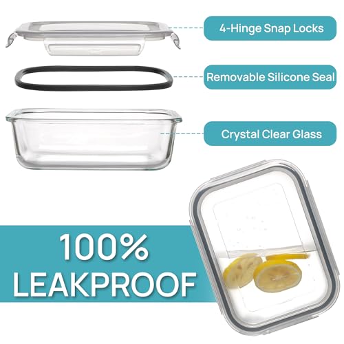 Vtopmart 5Pack 22oz Glass Storage Containers with Lids, Glass Meal Prep Food Container Sets with Snap Airtight Lids for Microwave, Oven, Freezer and Dishwasher (Gray) - Image 7
