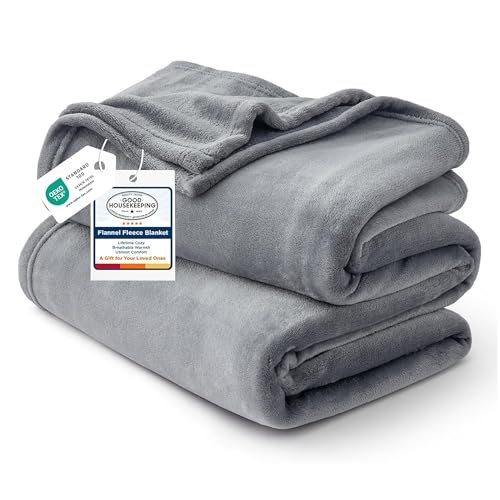 Bedsure GentleSoft Fleece King Size Blankets for Bed Grey -...