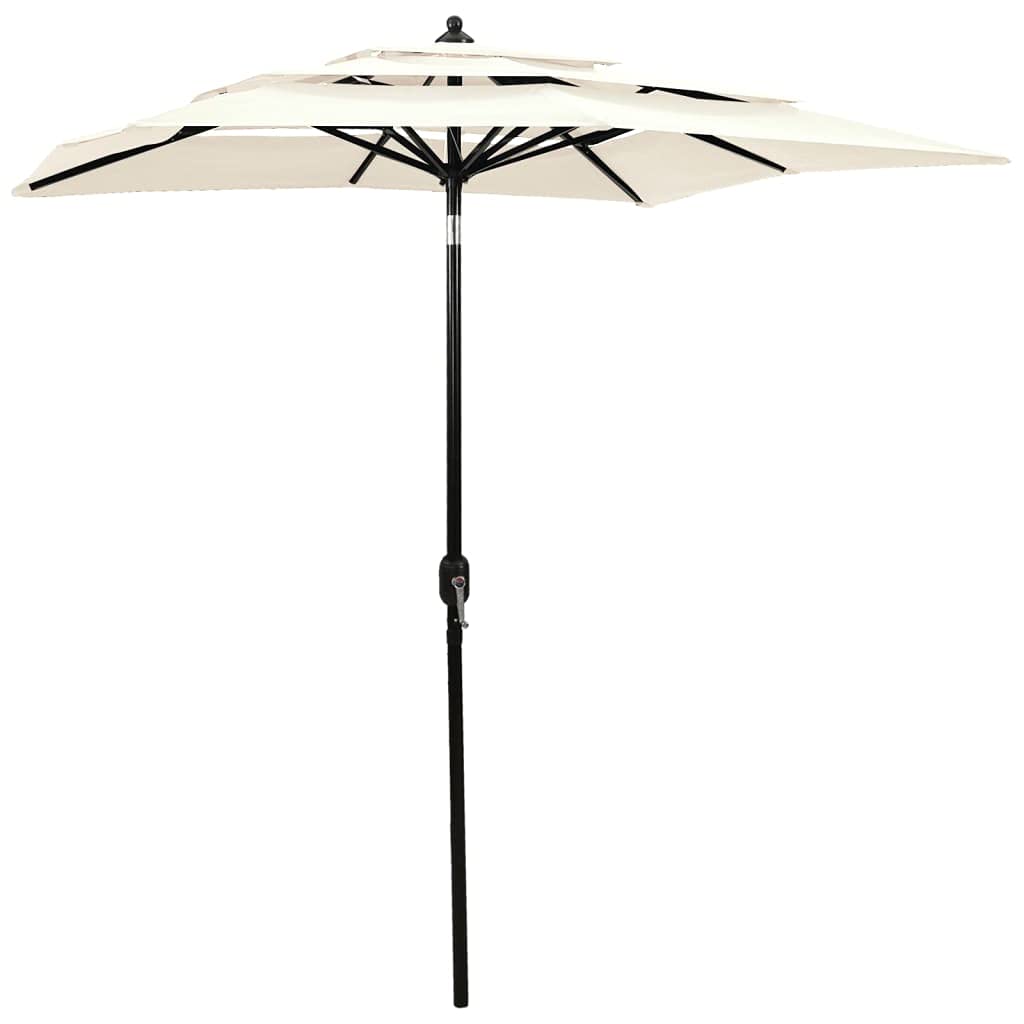 Parasol przeciwsłoneczny, aluminiowy maszt, w kolorze piaskowym, x, m, ochrona przed promieniowaniem UV, odporny na działanie wody, parasol ogrodowy na taras, funkcja korby, możliwość