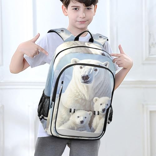 Polar Bear Winter Backpack Lightweight Bookbag Laptop Backpack College School Bag for Boys Girls 6