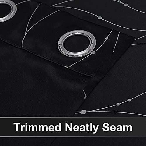 Stangh Printed Blackout Curtains 84 Inches For Living Room, Wave Lines Dots Foil Pattern Thermal Insulated Curtains Grommet Window Drapes For Home Office/Sliding Door, W52 X L84, Black, 2 Panels #TOP4