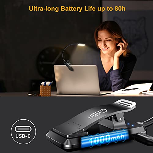 image for Book Light Rechargeable for Reading in Bed, Gritin 9 LED Reading Light