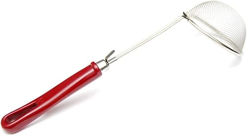 Miniatura 3 de Mini colador de malla de acero inoxidable de 3 pulgadas de diámetro con mango antideslizante y gancho