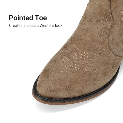 Image of DREAM PAIRS Women's Cowboy Cowgirl Western Boots | Embroidered Pointed Toe Low Heel Mid Calf Boot for Theme Party Country Concert