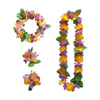 1-teiliges hawaiianisches Lei-Set, Urlaubsparty-Zubehör, hawaiianische Halskette, hawaiianisches Stirnband, hawaiianisches Armband für Cheerleading, Geburtstagsfeier, Karneval, Strandparty usw.
