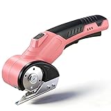 biskuitboden schneider, Elektrischer Stoffschneider Handheld mit 320rpm, 1500mAh Akku, blau für Stoff Leder Pappe Papier (Rosa)