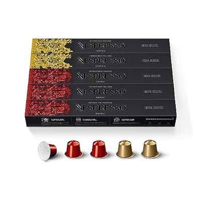Nespresso Capsules Original Line, Variety Pack, Napoli and Venezia Espresso Coffee, 50 Count Espresso Coffee Pods