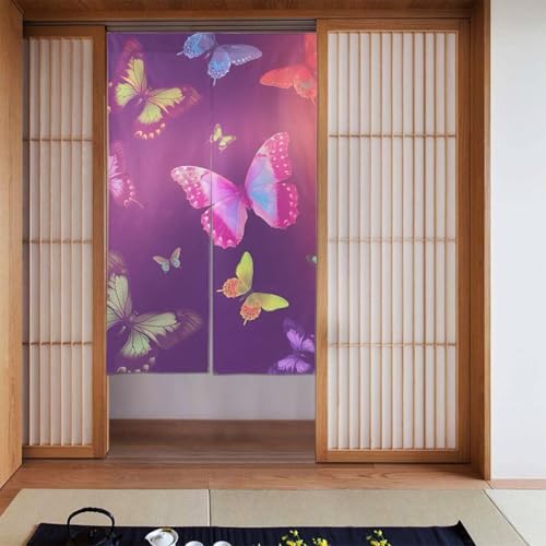 ドアカーテン ファッション 暖簾長さ のれん シャワー 人気 色とりどりの蝶パーティション ブロック 部屋仕切り おしゃれ 間仕切り 目隠し プライバシー保護遮光断熱壁飾り壁掛け グッズ ロング 飾りトイレ キッチ 玄関 廊下 寝室 部屋 温泉 旅館 ホテ