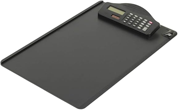 Plastic A4 Clipboard with Calculator Writing Pad File Folders Document Holder School Office Stationery Supplies Calculators Large Display Solar Power
