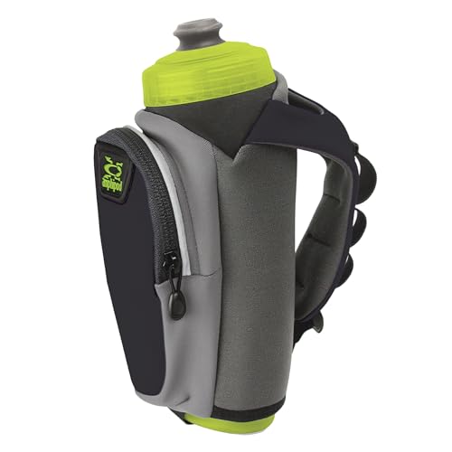 Amphipod Hydraform Ergo-Lite Ultra Handheld Water Bottle, BPA-Free Hydration/Fuel Bottle, Endurance Runners & Walking (12oz, 16 oz & 20 oz) - Charcoal/Green - 20 oz