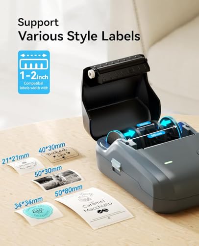 NIIMBOT B1 Bluetooth Etikettendrucker mit 3 Etiketten, Breite wasserfeste Etiketten, Vielseitige App mit 30 Schriftarten und über 1500 Icons, Etikettiergerät für Einzelhandel, Büro, Organisation