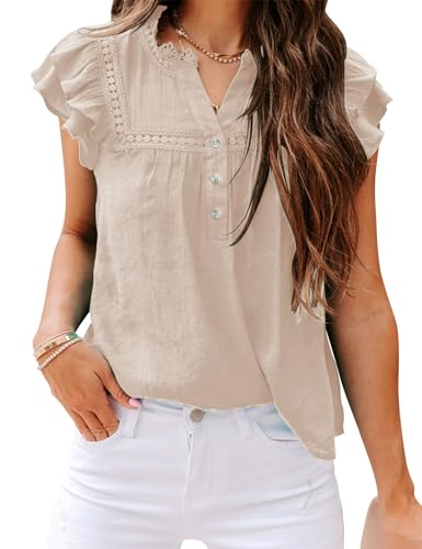 Orchidays Women's V Neck Lace Crochet Shirts Short...