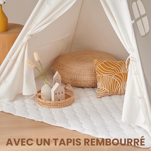 Tiny Land Tipi Enfant Intérieur avec Tapis & Guirlande Lumineuse – vue 7