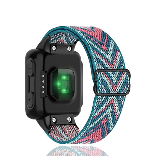 Compatible with Garmin Forerunner 35/30 Band Nylon Elastic Solo Loop Women Men Adjustable Replacement Watch Strap for Garmin Forerunner 35 Sport Watchband for SmartWatch (Green arrow)