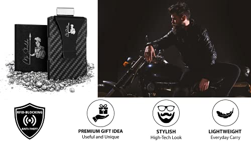 Carbon Fiber Wallet With Money Clip and Smart Pull-Out Strap for Ease of Use - Quick Card Access Card Holder Wallet - Wallet Clip - Slim Metal Wallet - RFID Wallets for Men and Women2